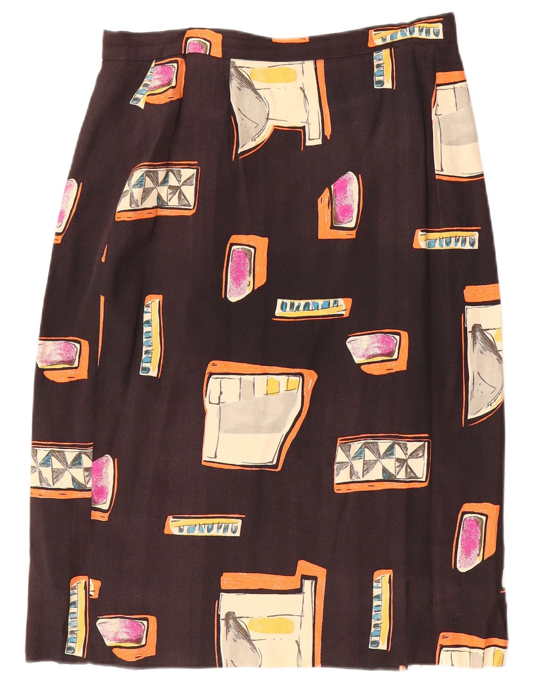 Gonna dritta da donna vintage W30 marrone medio geometrico