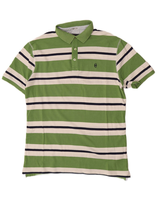 Polo Conte of Florence da uomo vestibilità regolare in cotone a righe verde medio