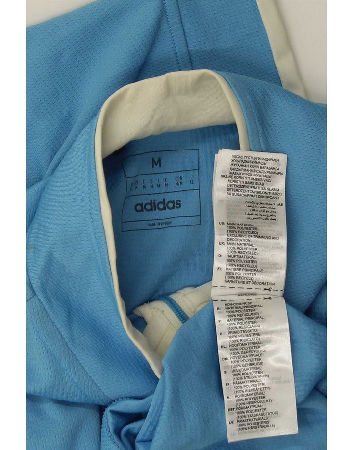 Top della tuta da ginnastica Adidas da uomo con zip e collo in poliestere blu medio