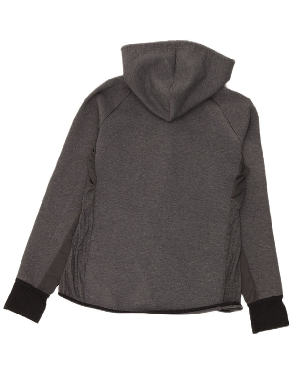 Maglione con cappuccio e zip da donna Adidas UK 14 grande cotone grigio