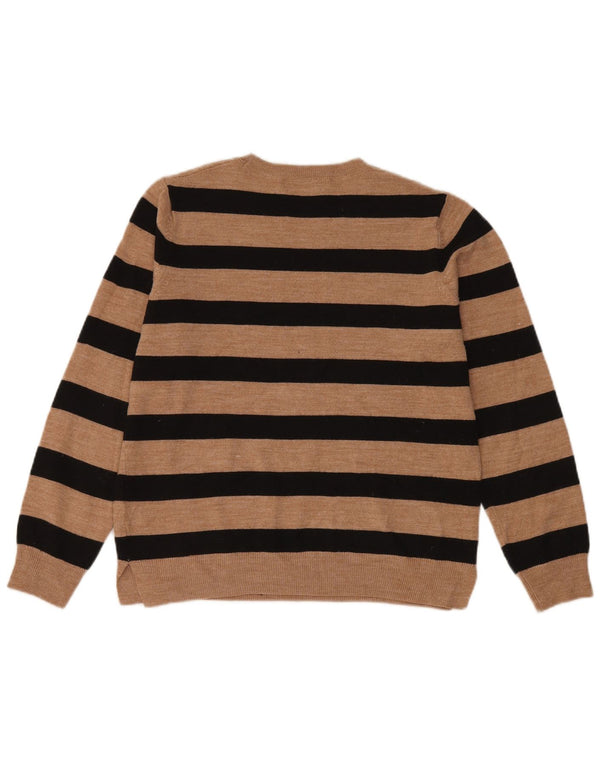 Maglione maglione girocollo da donna Marks & Spencer UK 14 Marrone medio a righe