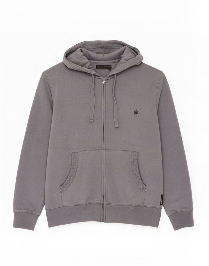 Maglione con cappuccio e zip da uomo French Connection in cotone grigio medio