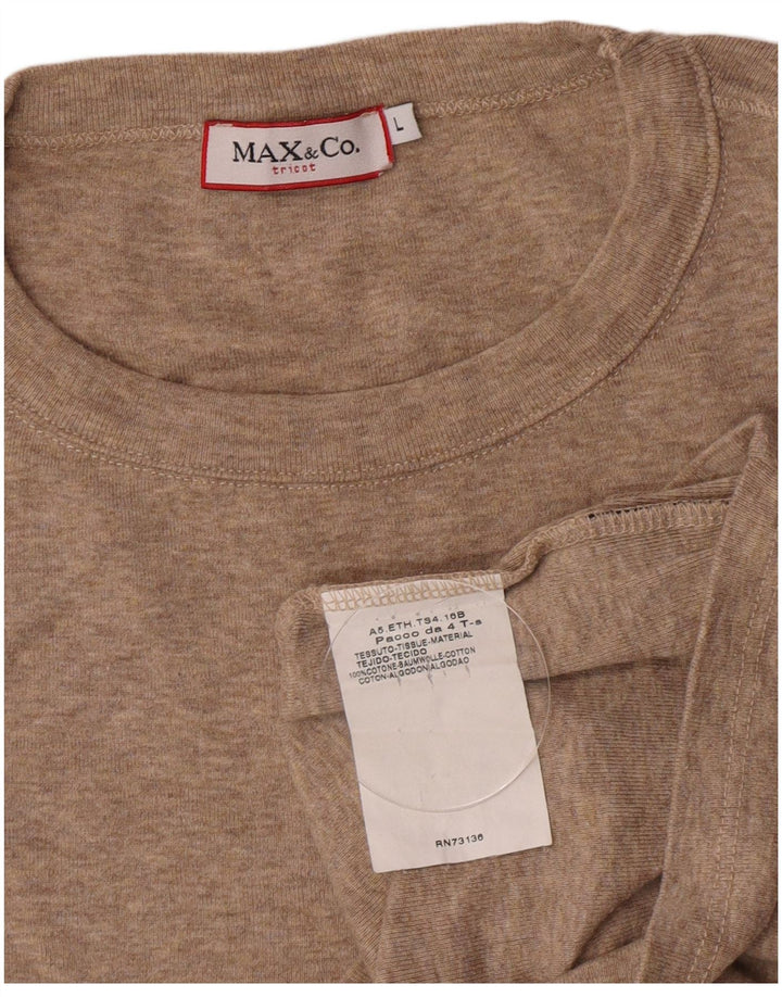 Max & Co. Top da donna a maniche lunghe UK 14 Large Beige Cotton