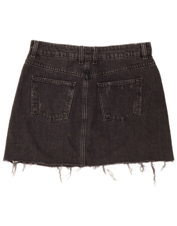 Topshop Minigonna in denim da donna UK 12 media W32 cotone nero