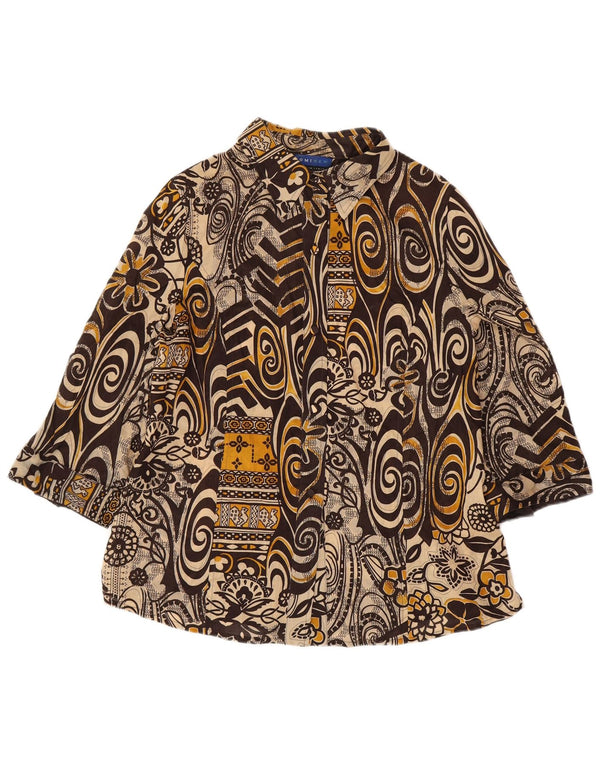 DOMINEW Camicetta da donna con maniche a 3/4 IT 50 XL Cotone floreale marrone