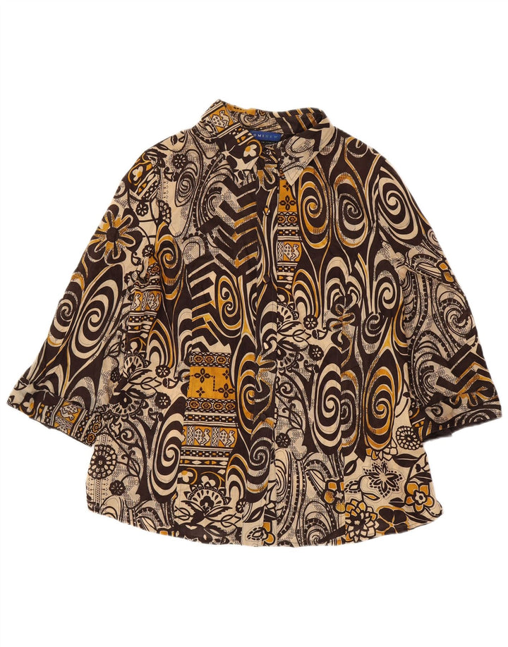 DOMINEW Camicetta da donna con maniche a 3/4 IT 50 XL Cotone floreale marrone