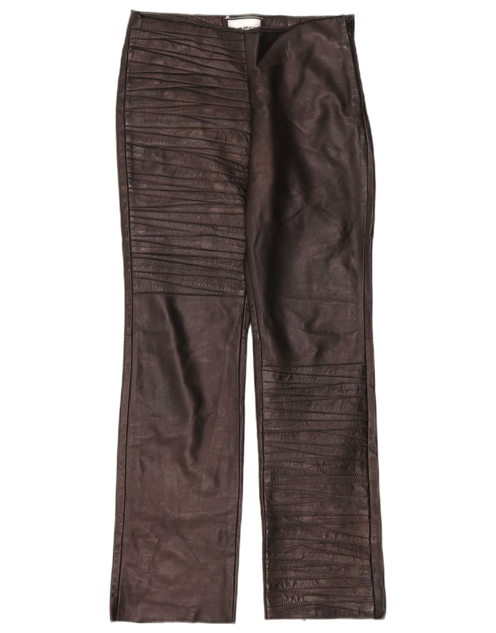 Pantaloni dritti in pelle da donna Gian Mori W30 L30 in pelle marrone