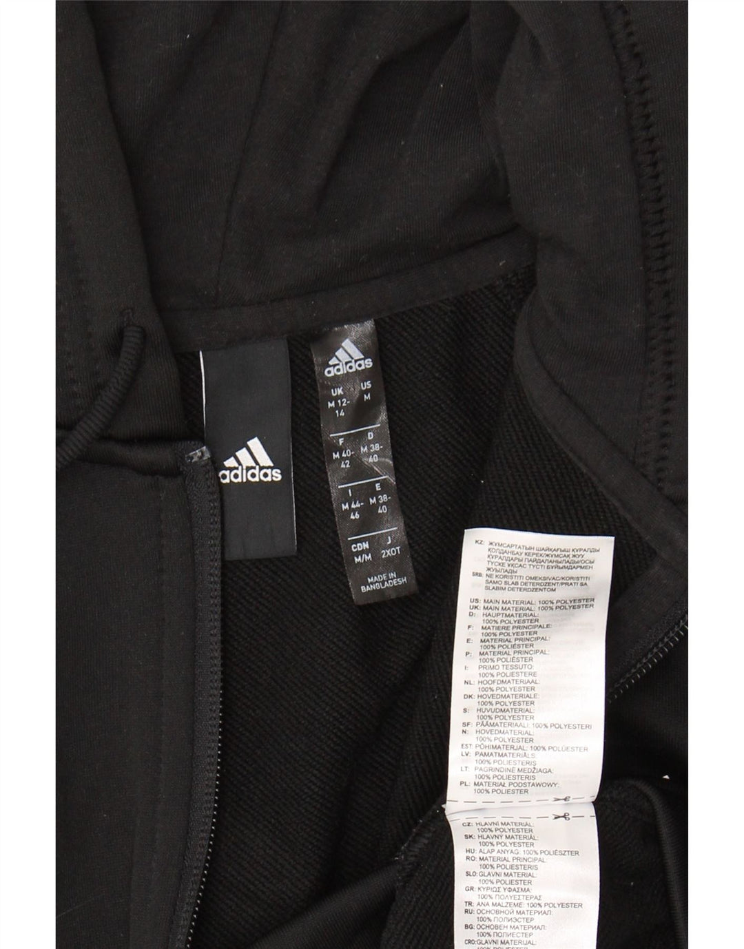 ADIDAS Womens Graphic Zip Hoodie Sweater UK 12/14 Medium Black Polyester