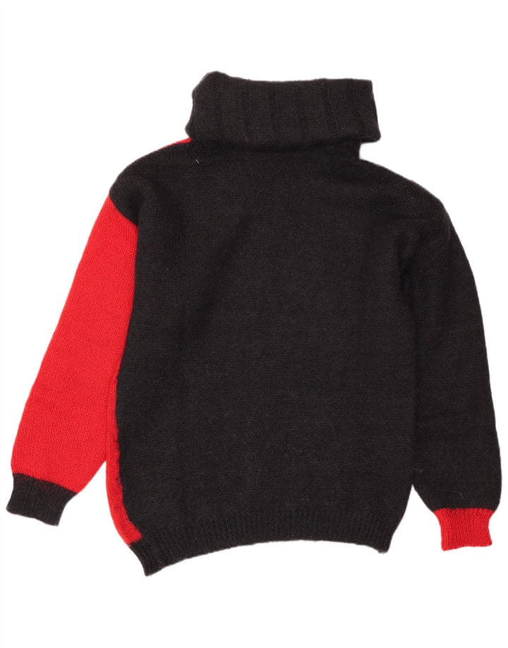 Sandhu Maglione da uomo con collo alto e maglione a blocchi di colore rosso grande
