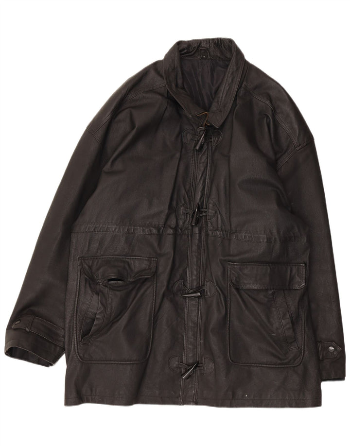 Montgomery da uomo vintage in pelle UK 42 XL in pelle nera