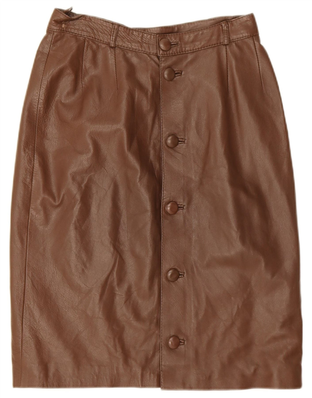 Gonna in pelle vintage da donna W26 piccola in pelle marrone