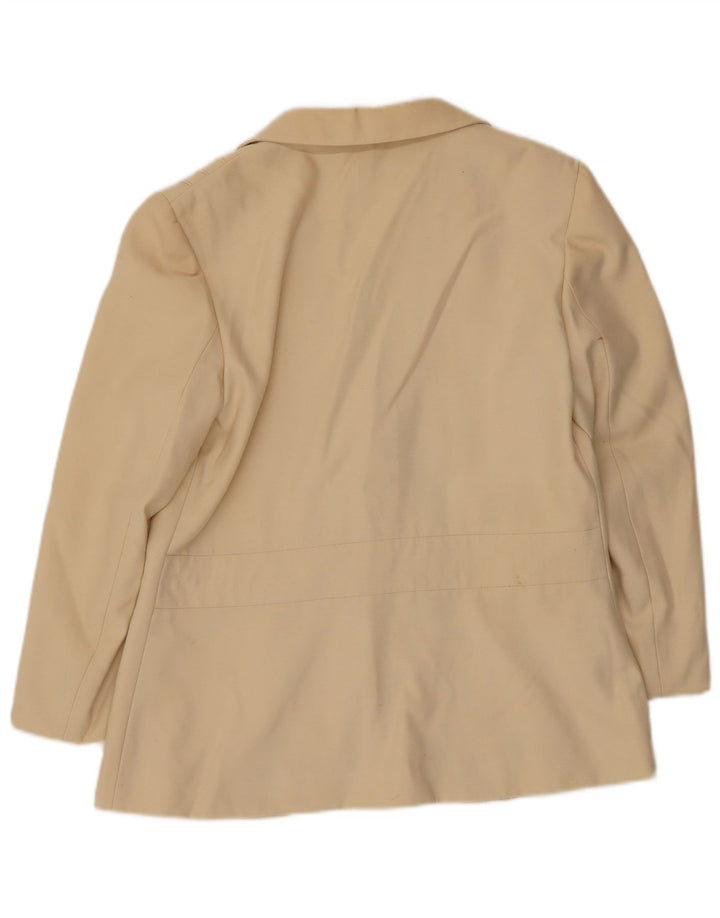 Giacca blazer doppiopetto vintage da donna IT 46 grande poliestere beige