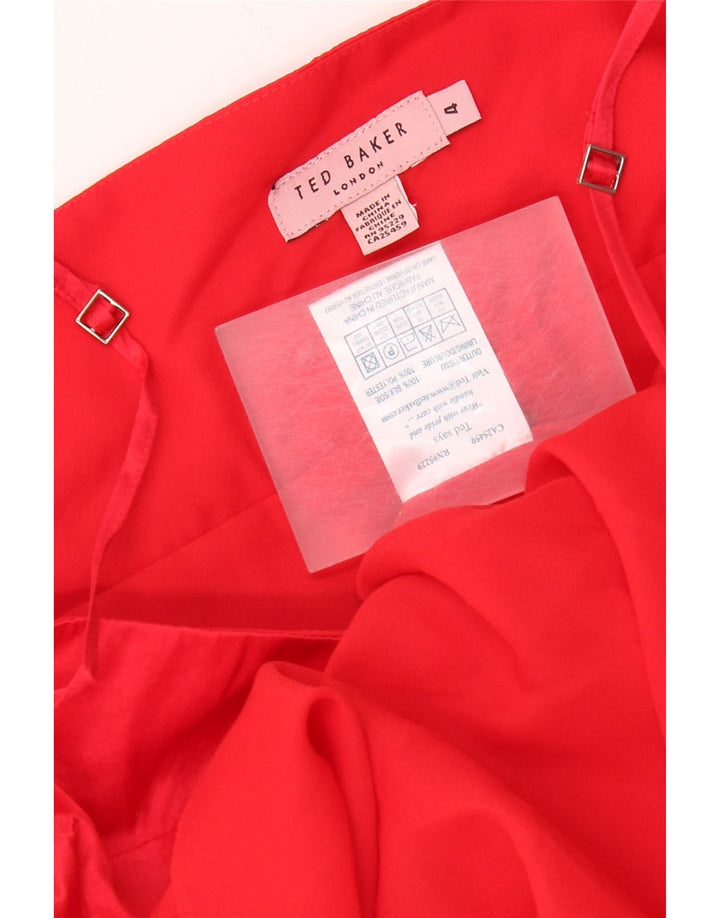 Abito a trapezio senza maniche da donna Ted Baker taglia 4 grande seta rossa
