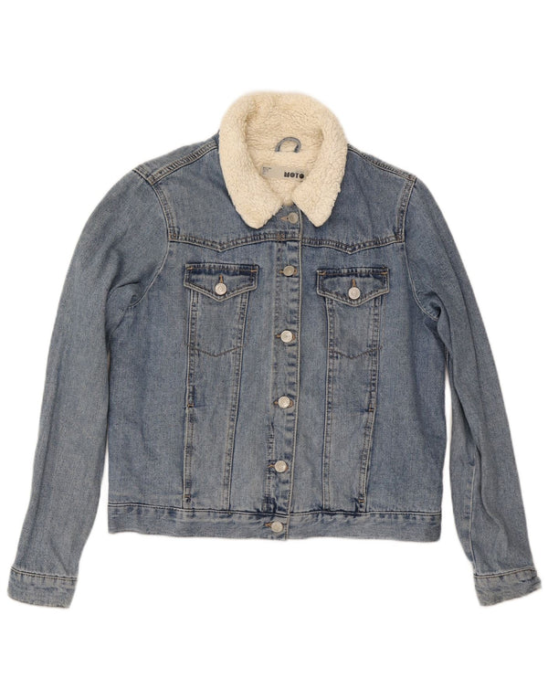 Topshop Giacca da donna in denim Sherpa UK 12 Cotone blu medio