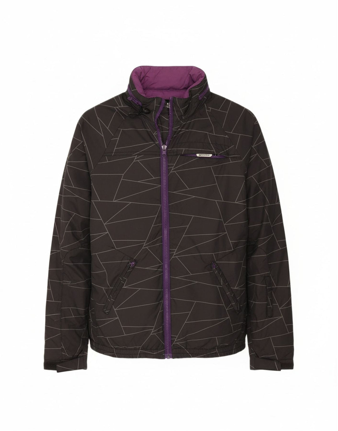 CONVERSE Womens Reversible Jacket UK 14 Medium Black Geometric