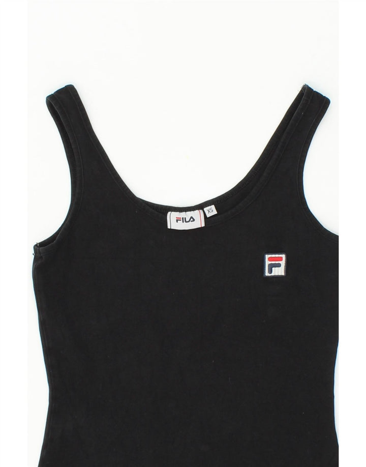 FILA Womens Vest Top UK 4 XS Black Vintage Fila and Second-Hand Fila from Messina Hembry 