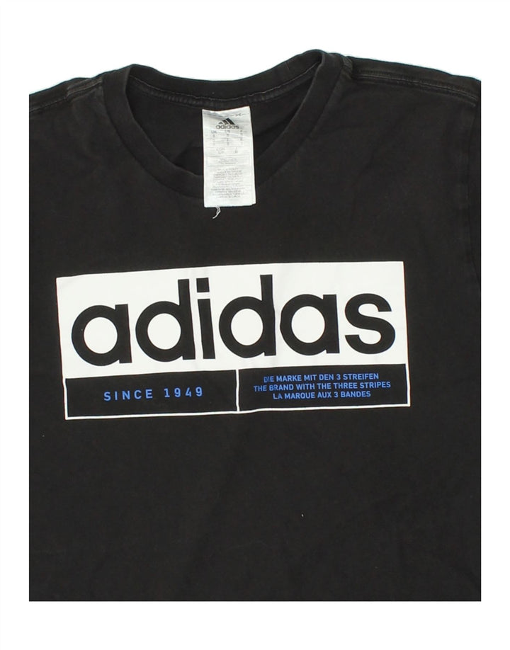 ADIDAS Mens Graphic T-Shirt Top Small Black Cotton Vintage Adidas and Second-Hand Adidas from Messina Hembry 