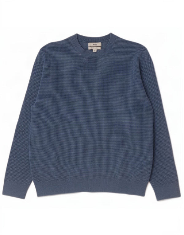 Marks & Spencer Mens Crew Neck Jumper Sweater XL Blue Polyester