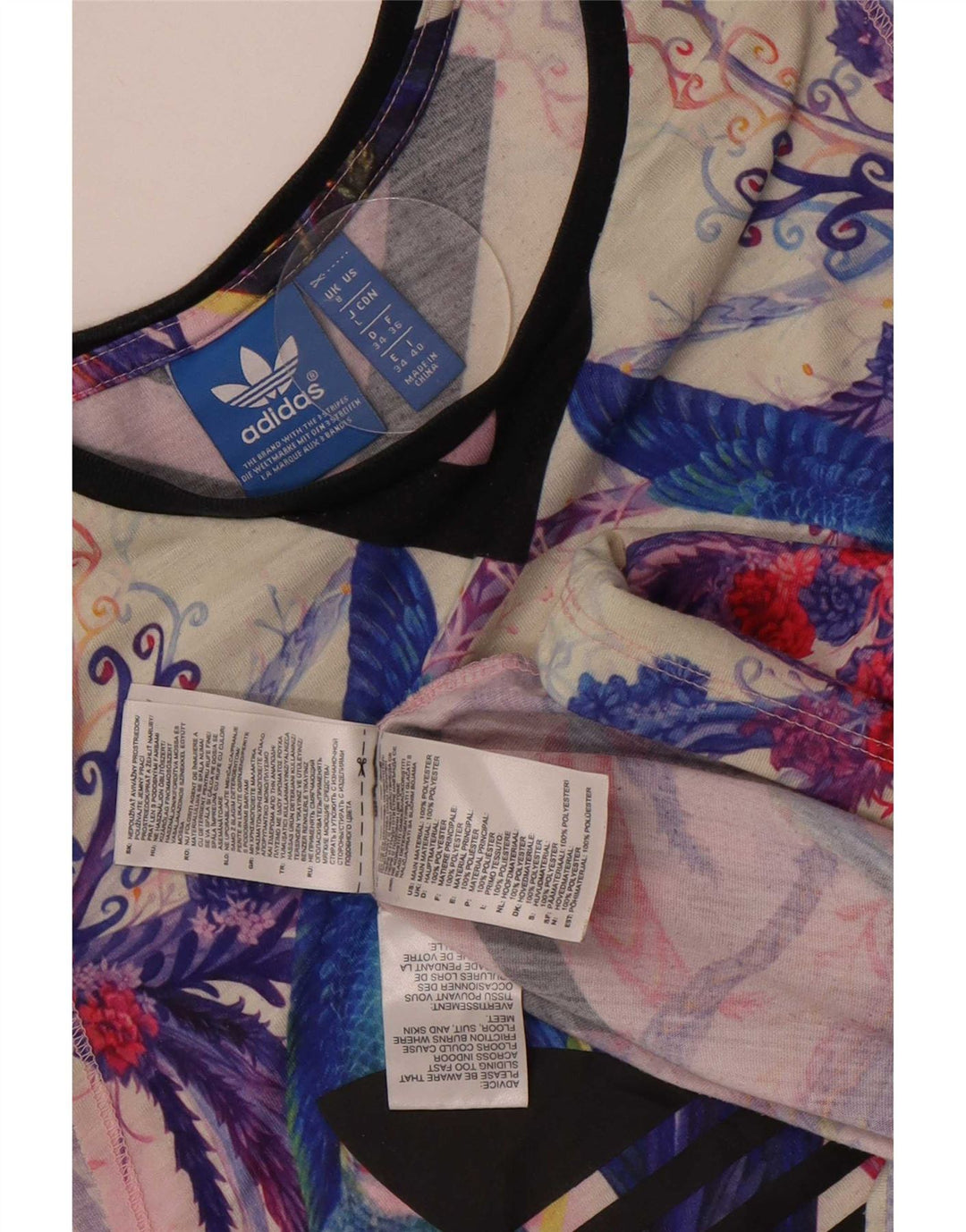 Canottiera grafica Adidas Passaredo da donna UK 8 Small multicolore tropicale