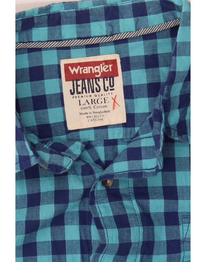 Camicia da uomo Wrangler grande in cotone a quadretti blu