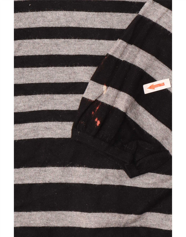 Maglione cardigan corto da donna Marks & Spencer UK 8 piccolo grigio a righe