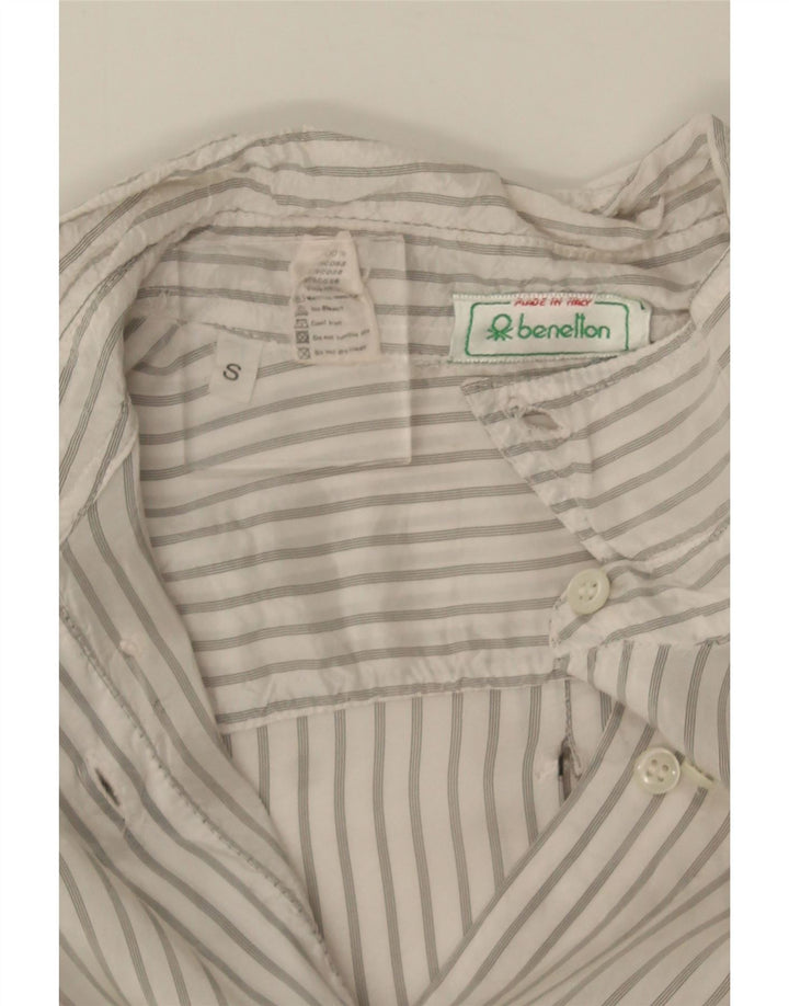 Camicia alta da donna Benetton UK 10 piccola in viscosa a righe bianche