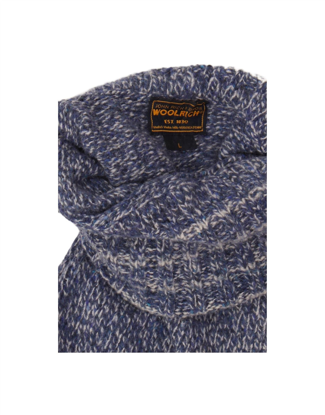 WOOLRICH Womens Roll Neck Jumper Sweater UK 16 Large Navy Blue Flecked