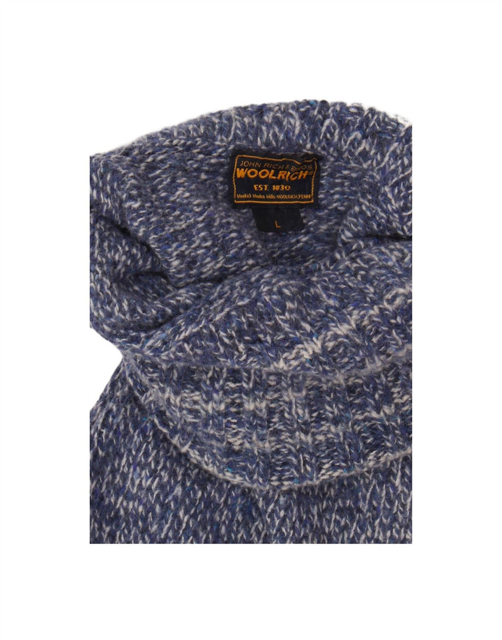 WOOLRICH Womens Roll Neck Jumper Sweater UK 16 Large Navy Blue Flecked