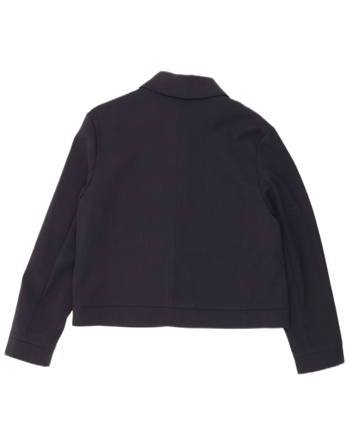 MARKS & SPENCER Giubbotto bomber autografo da donna UK 12 medio in lana blu navy