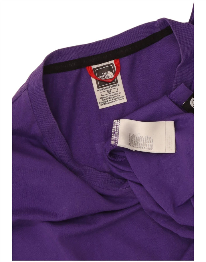 THE NORTH FACE Top grafico da donna manica lunga UK 10 piccolo cotone viola