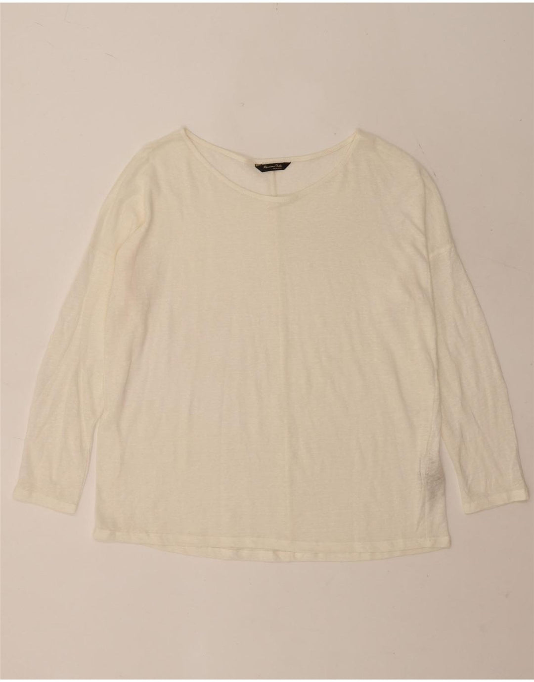 Massimo Dutti Top da donna a maniche lunghe UK 16 Large in lino bianco sporco