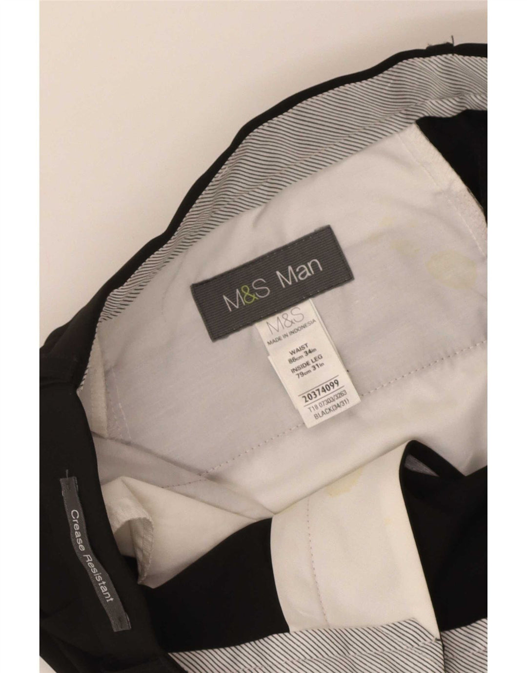 Pantaloni da abito con pegging da uomo Marks & Spencer W34 L31 poliestere nero