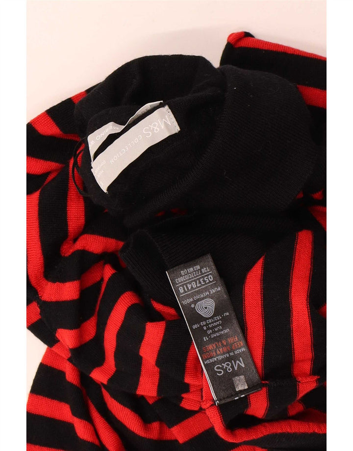 Maglione maglione a collo alto da donna Marks & Spencer UK 12 medio a righe nere