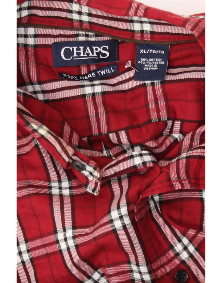 Camicia da uomo in flanella Chaps XL in cotone a quadri rossi