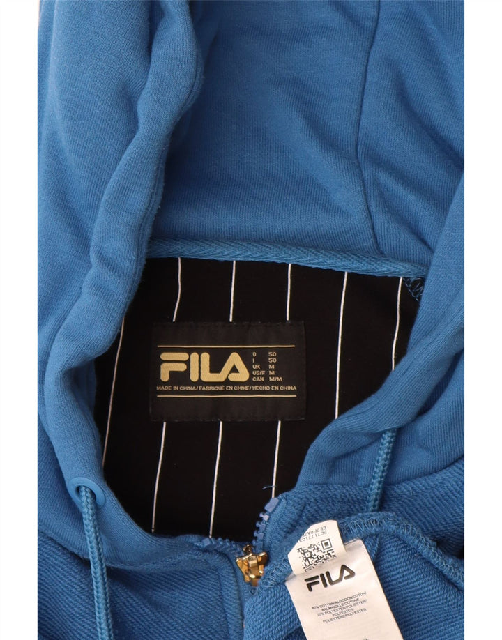 Maglione con cappuccio e zip da uomo Fila in cotone blu medio