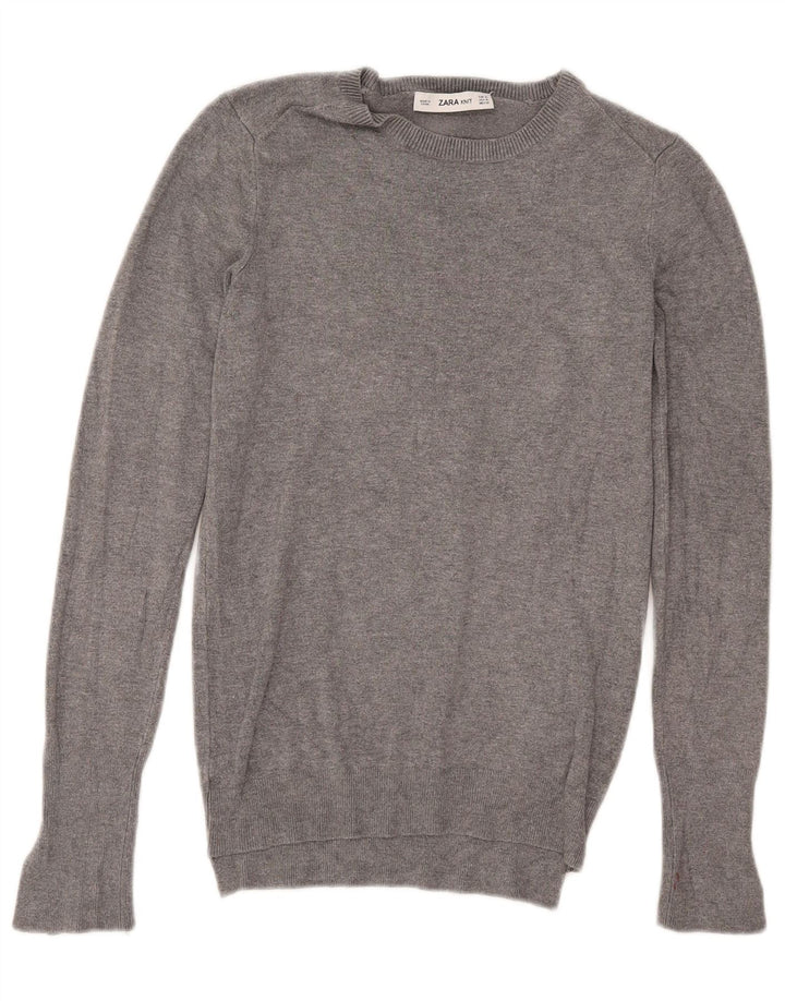 Maglione maglione con scollo a barca da donna Zara UK 12 Grigio medio screziato