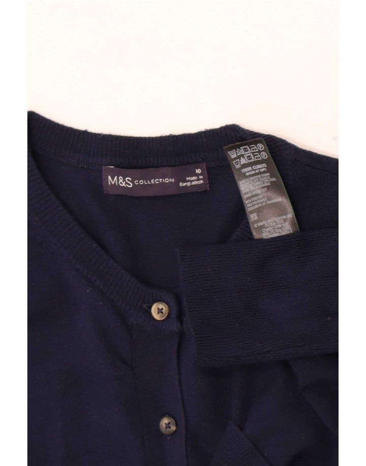 Maglione cardigan da donna Marks & Spencer UK 10 piccolo in viscosa blu navy