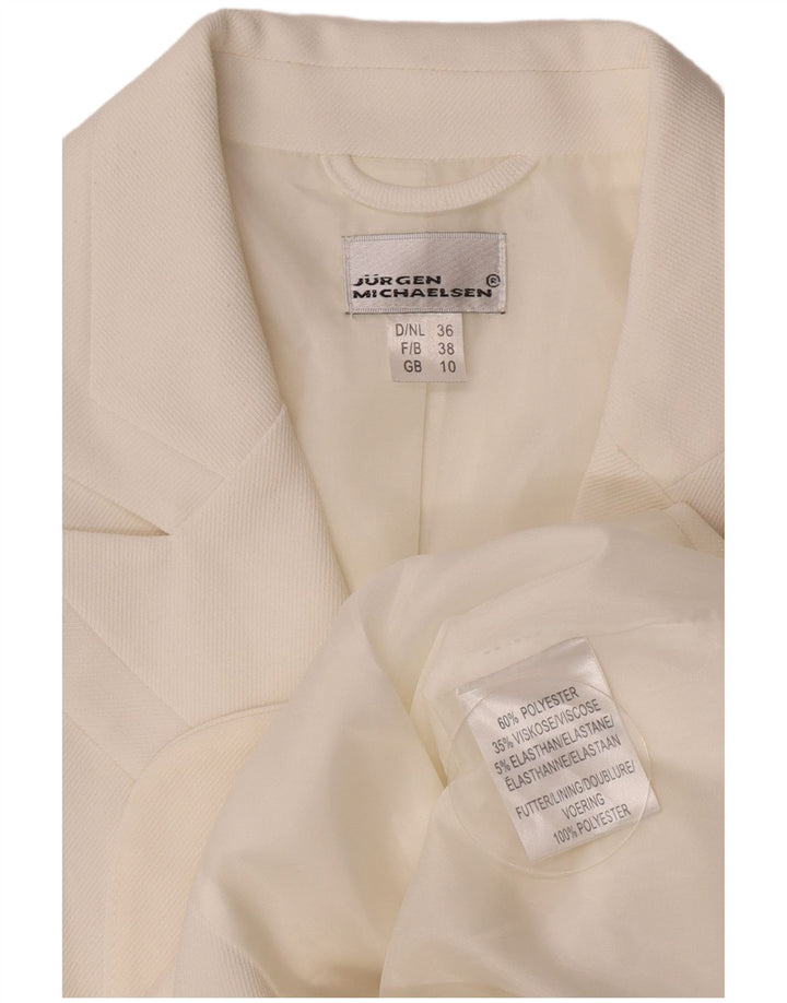 Giacca blazer a 3 bottoni da donna Jurgen Michaelsen UK 10 piccola poliestere bianco