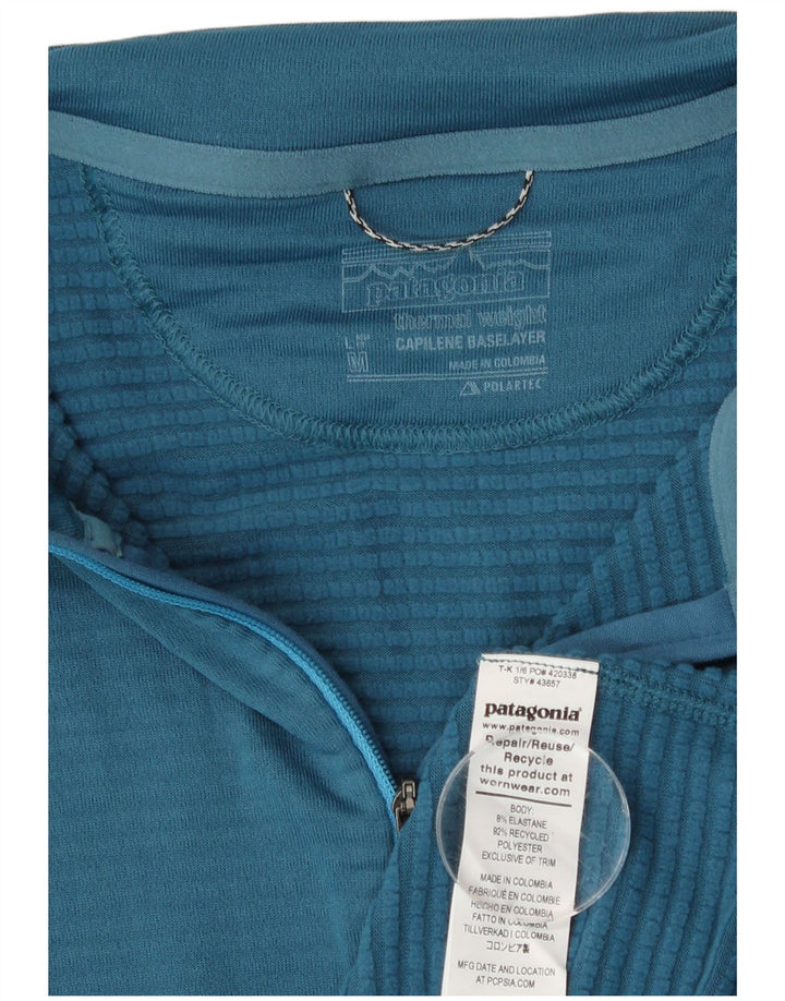 Patagonia Uomo Dri Fit Zip Neck Pullover Tuta Top Blu Medio