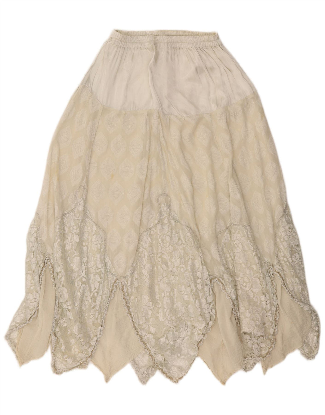 Gonna asimmetrica da donna vintage W30 media bianco sporco geometrica