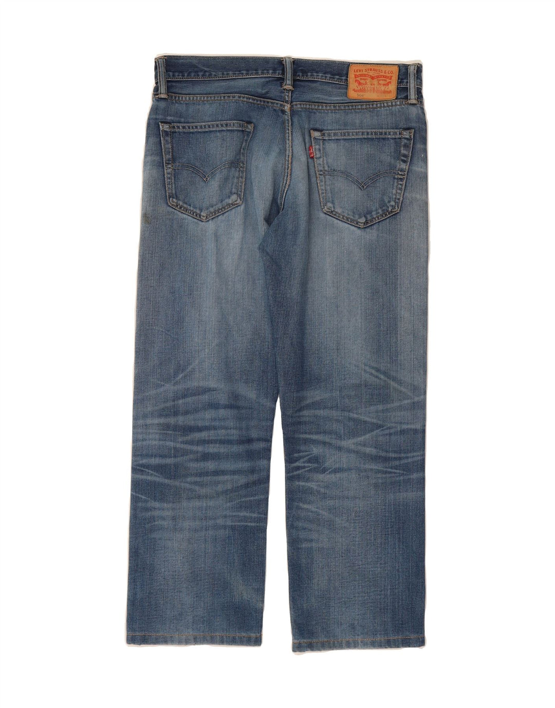 LEVI'S Mens 504 Distressed Straight Jeans  W34 L25 Blue Cotton Vintage Levi's and Second-Hand Levi's from Messina Hembry 