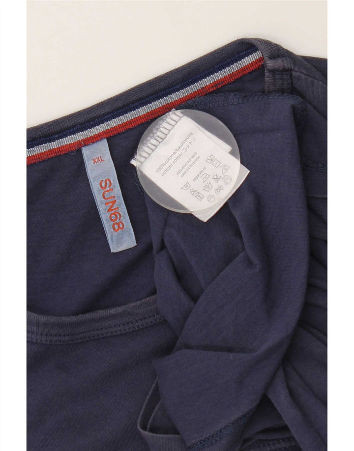 T-shirt grafica da uomo Sun68 Top 2XL cotone blu navy
