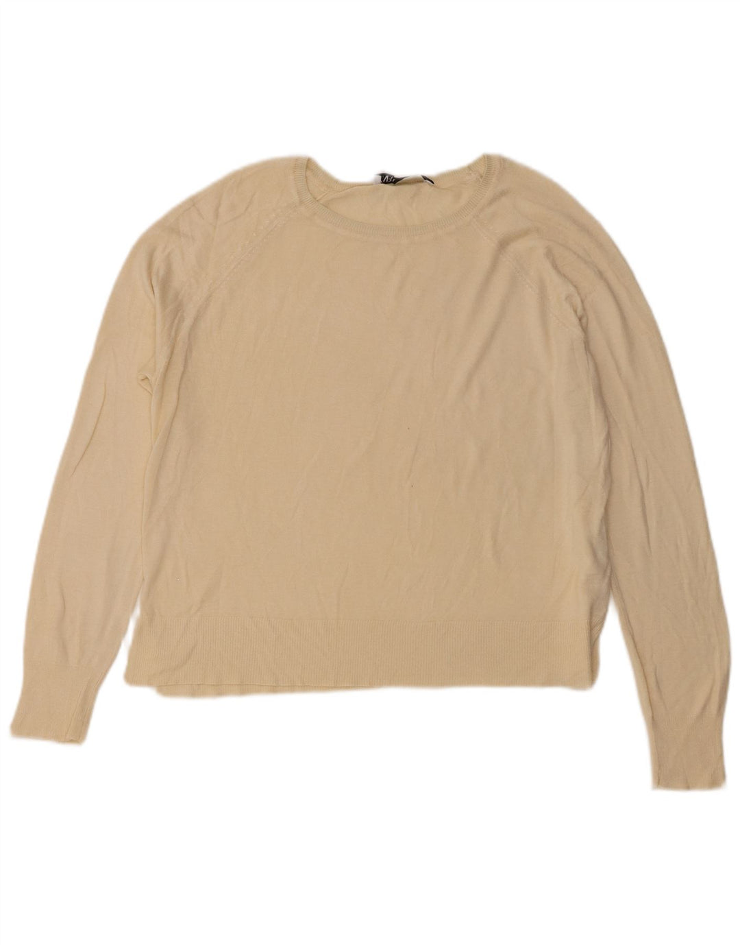 Maglione oversize con scollo a barca da donna Zara UK 10 piccolo in viscosa beige