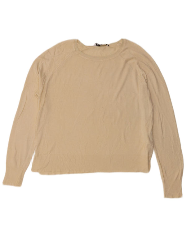Maglione oversize con scollo a barca da donna Zara UK 10 piccolo in viscosa beige