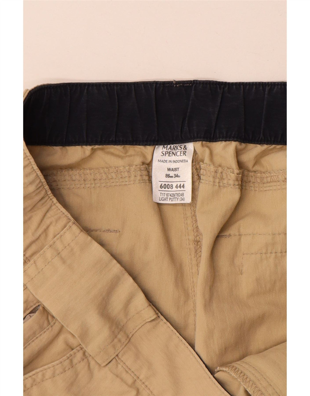 MARKS & SPENCER Pantaloncini cargo da uomo W34 grandi in cotone beige