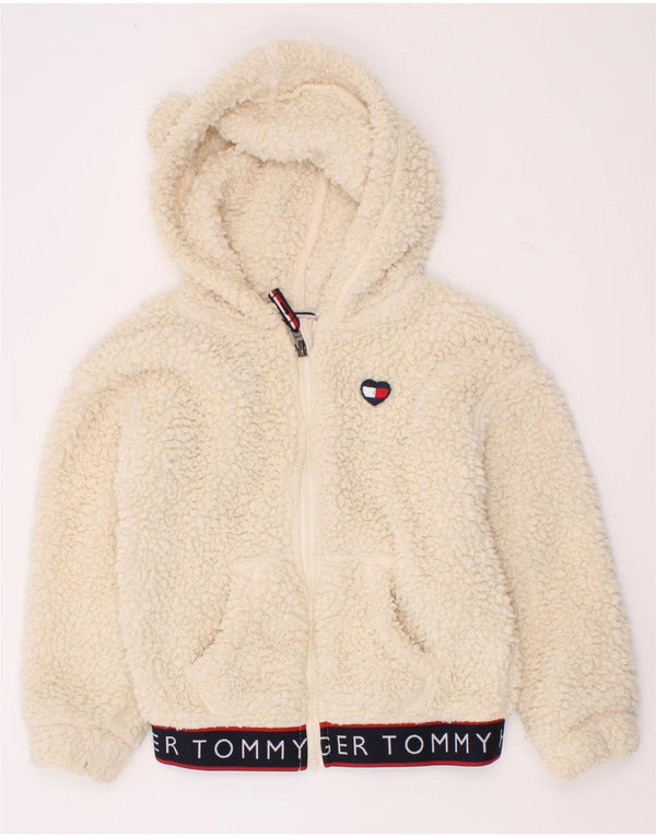 Giacca in pile grafica per ragazze Tommy Hilfiger 4-5 anni color block bianco sporco