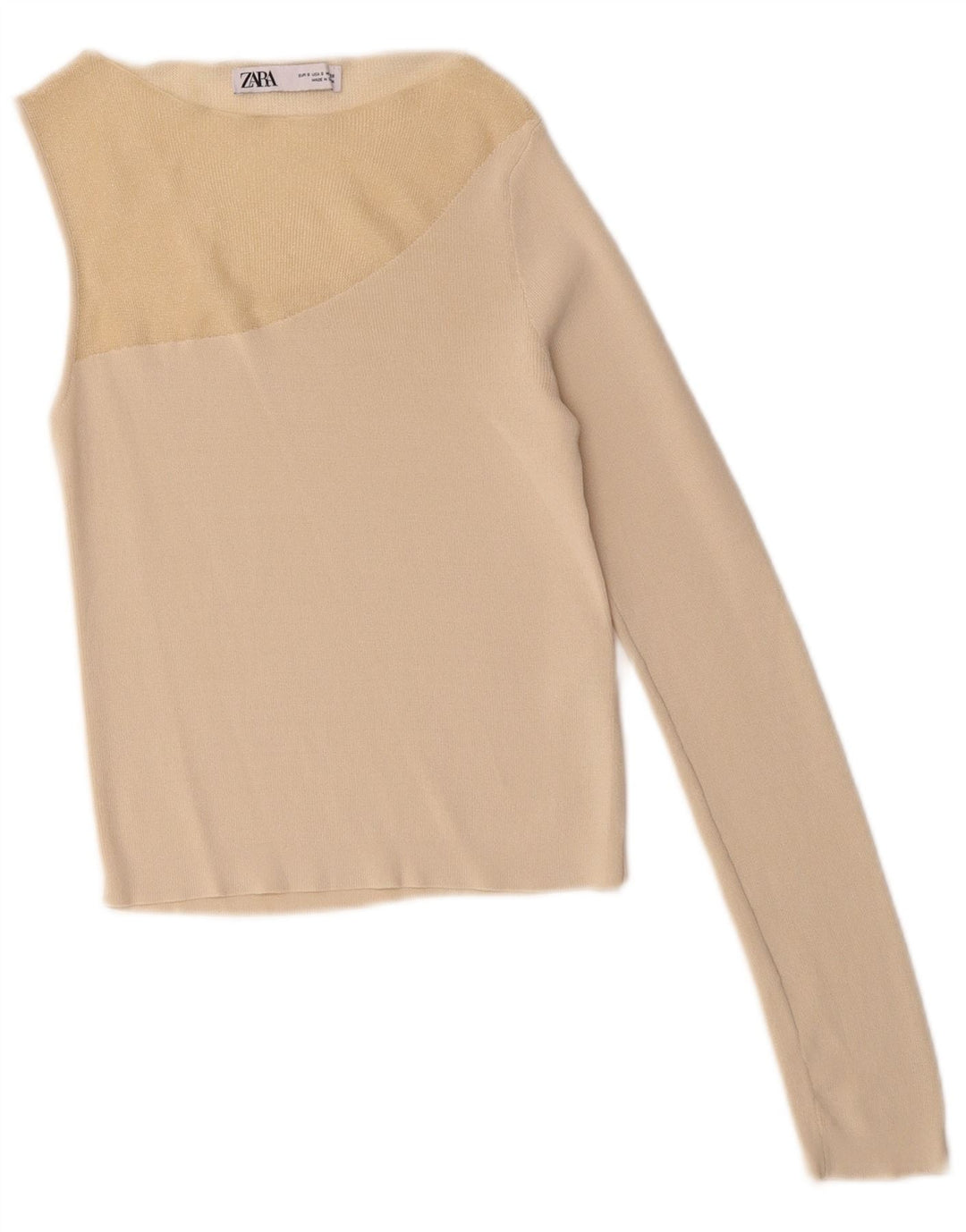 Top corto monospalla da donna Zara UK 8 piccolo nylon color block beige