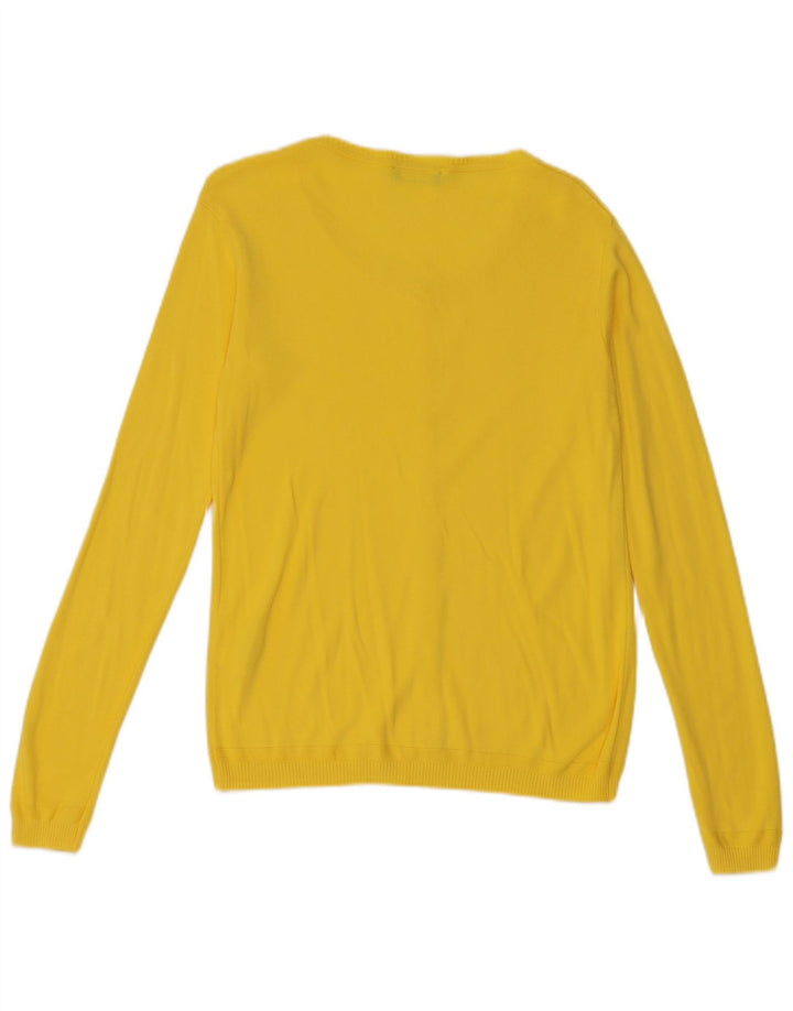 Maglione cardigan da donna Benetton UK 12 cotone giallo medio