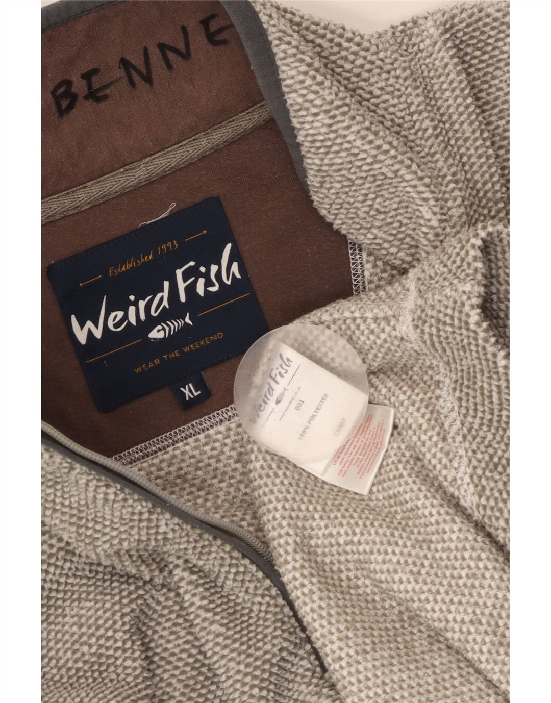 WEIRD FISH Maglione in pile da uomo con zip e collo XL Poliestere grigio