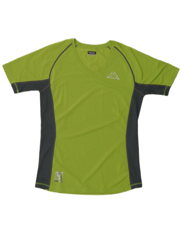 T-shirt grafica da donna KAPPA Top UK 16 Large Verde Colourblock Poliestere